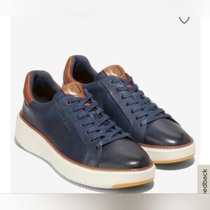 Size 9 Cole Haan Men's Grand Topspi Blue and Brown Sneakers